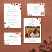 Elegante terracotta wilde bloemen foto bruiloft save the date
