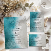 Moderne Elegante Tropische Strandbruiloft Informatiekaartje