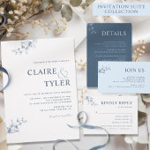 Website Chic White en Blue Wedding / Details Informatiekaartje