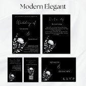 Modern Elegant Black and White Wedding Papieren Bordje