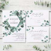 Kaart van het moderne Eucalyptus Greenery Wedding (Personaliseer de collectie van deze zelfstandige maker.)