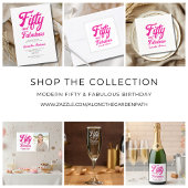 Modern 50 and Fabulous Pink 50th Birthday Party Kaart