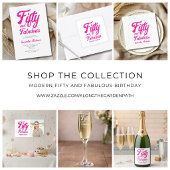 Modern 50 and Fabulous Pink 50th Birthday Party Kaart