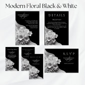 Moderne Bloemen Zwart-wit Bruiloft Bedankdoosjes