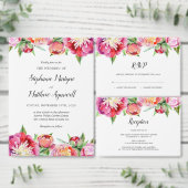 Moderne Floral Waterverf Koraal Pioen Bruiloft Kaart (Personaliseer de collectie van deze zelfstandige maker.)