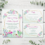 Geometrische cactus succulent bruiloft dank u ronde sticker (Personaliseer de collectie van deze zelfstandige maker.)