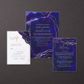 Geometrische geode Deep Blue Roos Gold Agate Weddi Kaart (Personaliseer de collectie van deze zelfstandige maker.)