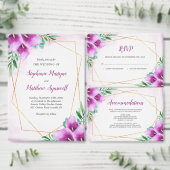 Geometrische Paarse Calla Lily Bloemenbruiloft Kaart (Personaliseer de collectie van deze zelfstandige maker.)