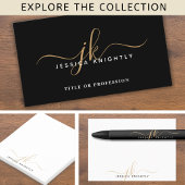 Moderne Elegant Script Monogram Initiaal Black Gol Snijplank