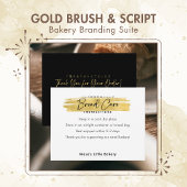 Modern Gold Brush Stroke Bread Care Instructions Bedankkaart