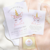 Schattige Bloem Gouden Glitter Eenhoorn & Script N Etiket
