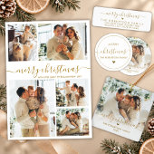 Elegante Gouden Script 5 Foto Prettig Kerstfeest 