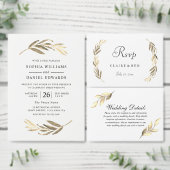 Elegant Gold Leaf Modern Wedding Invite RSVP (Personaliseer de collectie van deze zelfstandige maker.)