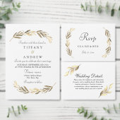 Eenvoudig modern elegant Gold Leaf Wedding RSVP (Personaliseer de collectie van deze zelfstandige maker.)