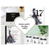 Gotische waterverf rozen zwart wit bruiloft bedankdoosjes