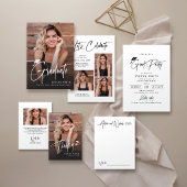 Modern Grad Cap Script Photo Graduation Party Spandoek