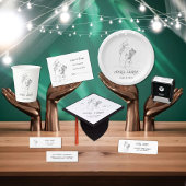 Modern Graduation line art graduate Name Card Mini Visitekaartje