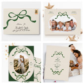 Feestelijke linten & bogen Groen Echt Goud Ovaal F Folie Feestdagenkaart