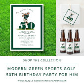 Modern Green Golf 50th Birthday Wijn Etiket