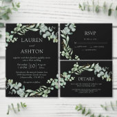 Moderne groene witte salie bruiloft website informatiekaartje (Personaliseer de collectie van deze zelfstandige maker.)