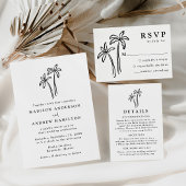 Moderne handgetekende palmbomen bruiloft folie servetten