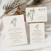 Handgetekende Palm Trees Cream Wedding Retouradres Etiket