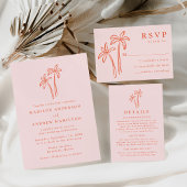 Moderne handgetekende palmbomen Roze bruiloft Servet