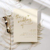 Gold Cream Wedding Modern Handschrift Details QR Informatiekaartje