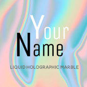 Modern holografisch vloeibaar marmer badge