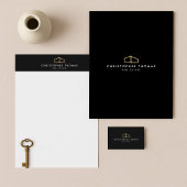 Modern Home Logo Vastgoed Wit/Goud Brochure Drieluik Kaart