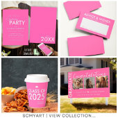 Modern Heet Roze Chic Afstuderen Foto Afstuderen Aankondiging