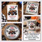 Moderne Kinderen Monstertrucks Verjaardagsfeestje Ronde Button 7,6 Cm