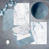 Moderne marmer Glitter Wedding Dusty Blue V2 ID816 RSVP Kaartje