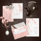 Moderne marmer Glitter Wedding Roos Gold ID816 All In One Uitnodiging