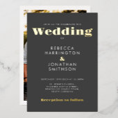 Goud Minimale Vette Typografie Bruiloft Save The D Folie Uitnodiging