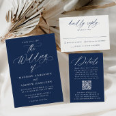 Moderne elegante kalligrafie marine bruiloft kaart