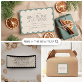 Modern minimaal nieuwjaar zwart vakantie golvende  spandoek