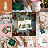 Heldere kerstregenboogkleurige heldere streep cadeaupapier