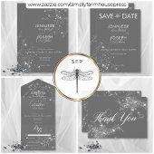 Modern Minimaal Grijs & Wit Glam Diamonds Diner All In One Uitnodiging