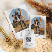 Korte minimale Initialen Boho Arch 2 Foto bruiloft Folie Uitnodiging