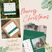 Modern Minimal Red Cardinal Christmas Tree Pattern Keramisch Ornament