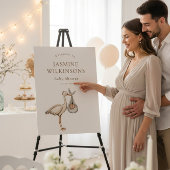 Baby shower Minimale waterverf ooievaar Magnetische Uitnodiging