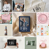 Moderne minimale zwart wit eenvoudige 50e verjaard servet