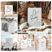 Minimalistisch modern zwart wit Baby shower Kaart