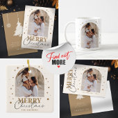 Moderne minimalistische gouden kerstfotoboog feestdagenkaart