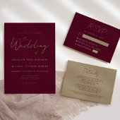 Bourgogne Goud Script Bruiloft Menu