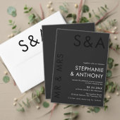 Modern minimalistisch monogram zwart-wit huwelijk acryl uitnodigingen (Personaliseer deze collectie van deze onafhankelijke maker. Test)