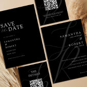 Modern minimalistisch monogram zwart-wit huwelijk acryl uitnodigingen