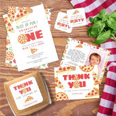 Slice of fun moderne pizza party boy eerste verjaa kaart
