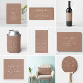 Moderne Minimal Mocha Brown Script Custom Wedding Servet